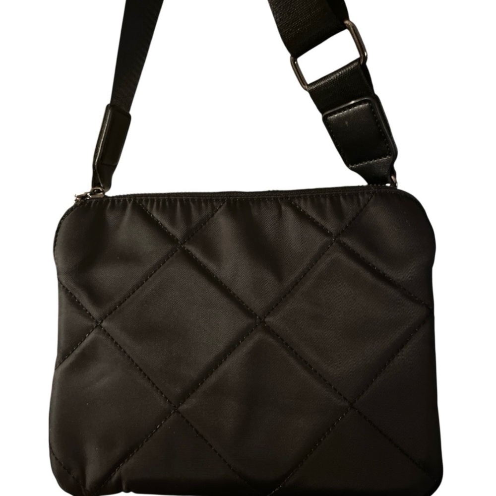 Quilted Black Crossbody Bag - Casual Shoulder Sling - Picture 4 of 8